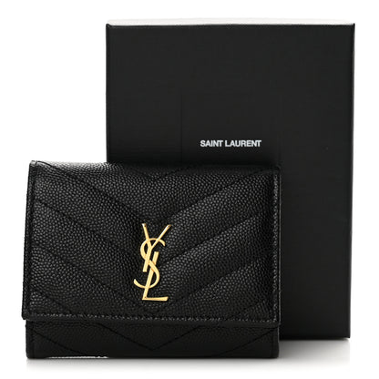 Saint Laurent Grain de Poudre Matelasse Cassandre Monogram Slim Key Case Black 11 of 11