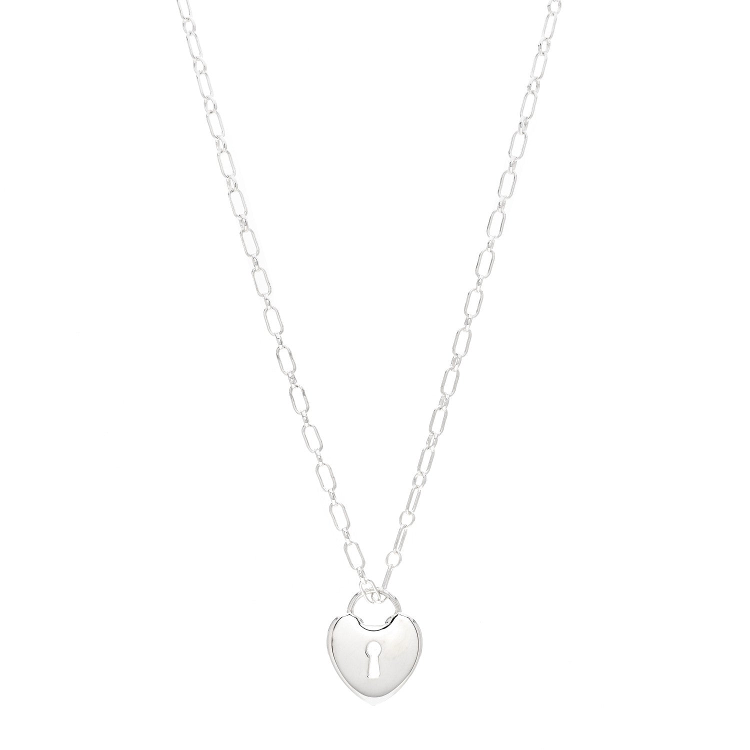 Tiffany Sterling Silver Heart Lock Pendant Link Necklace 1 of 7
