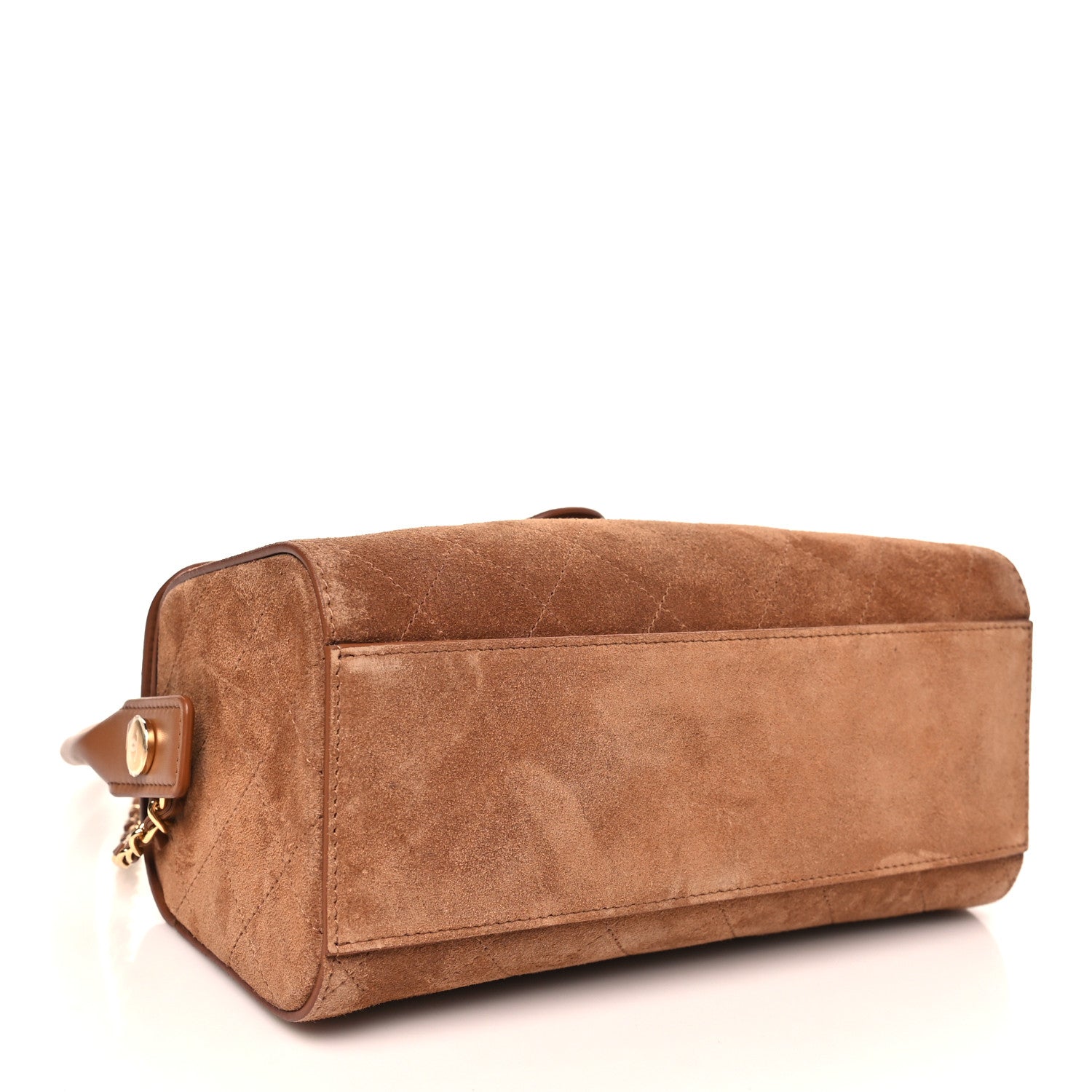 Chanel Suede Quilted Turn Around Clutch With Chain Camel 3 of 10