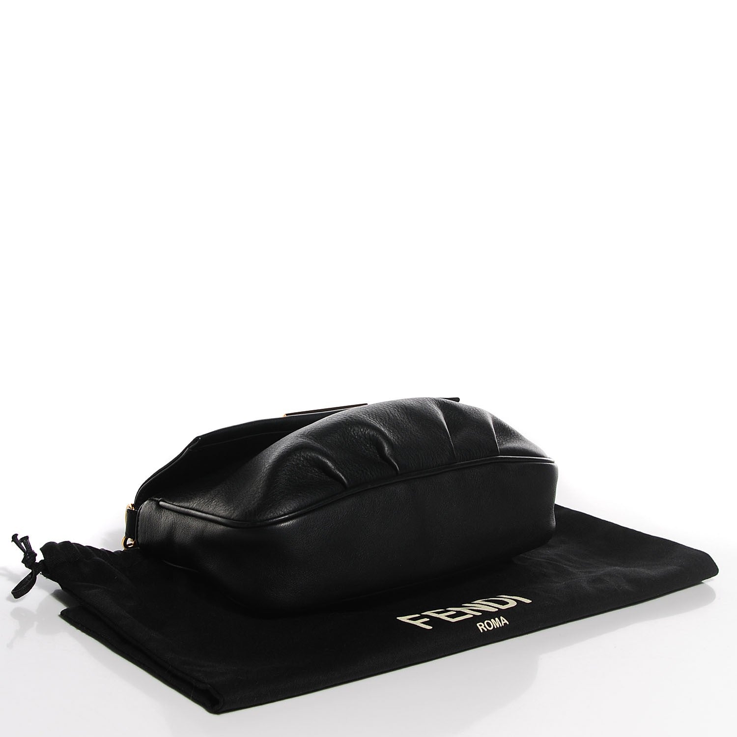 Fendi Vitello Flamingo Enamel Fendista Pouchette Crossbody Black 4 of 9