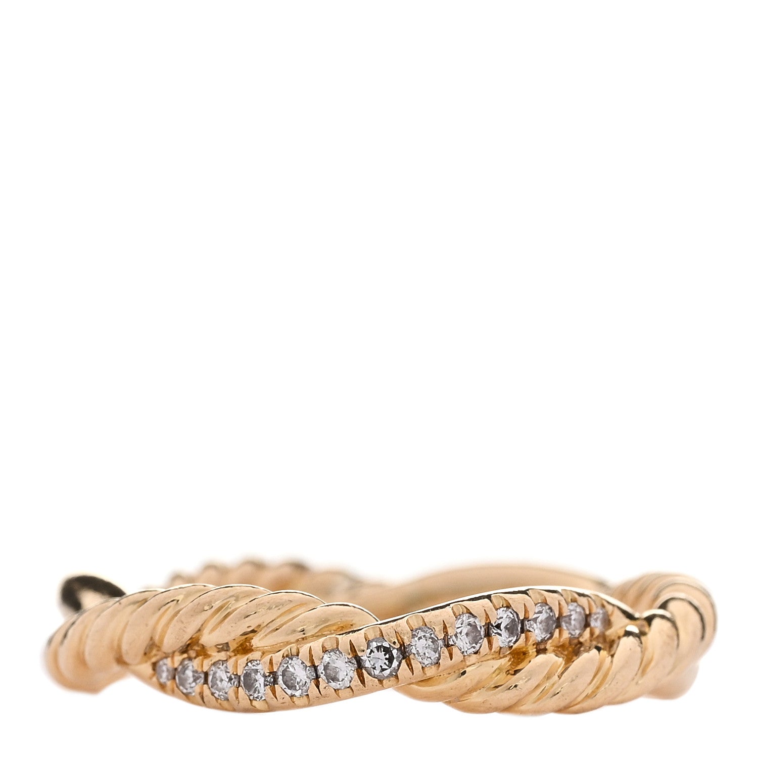 David Yurman 18K Yellow Gold Diamond 4mm Petite Infinity Twisted Ring 46 3.75 1 of 5