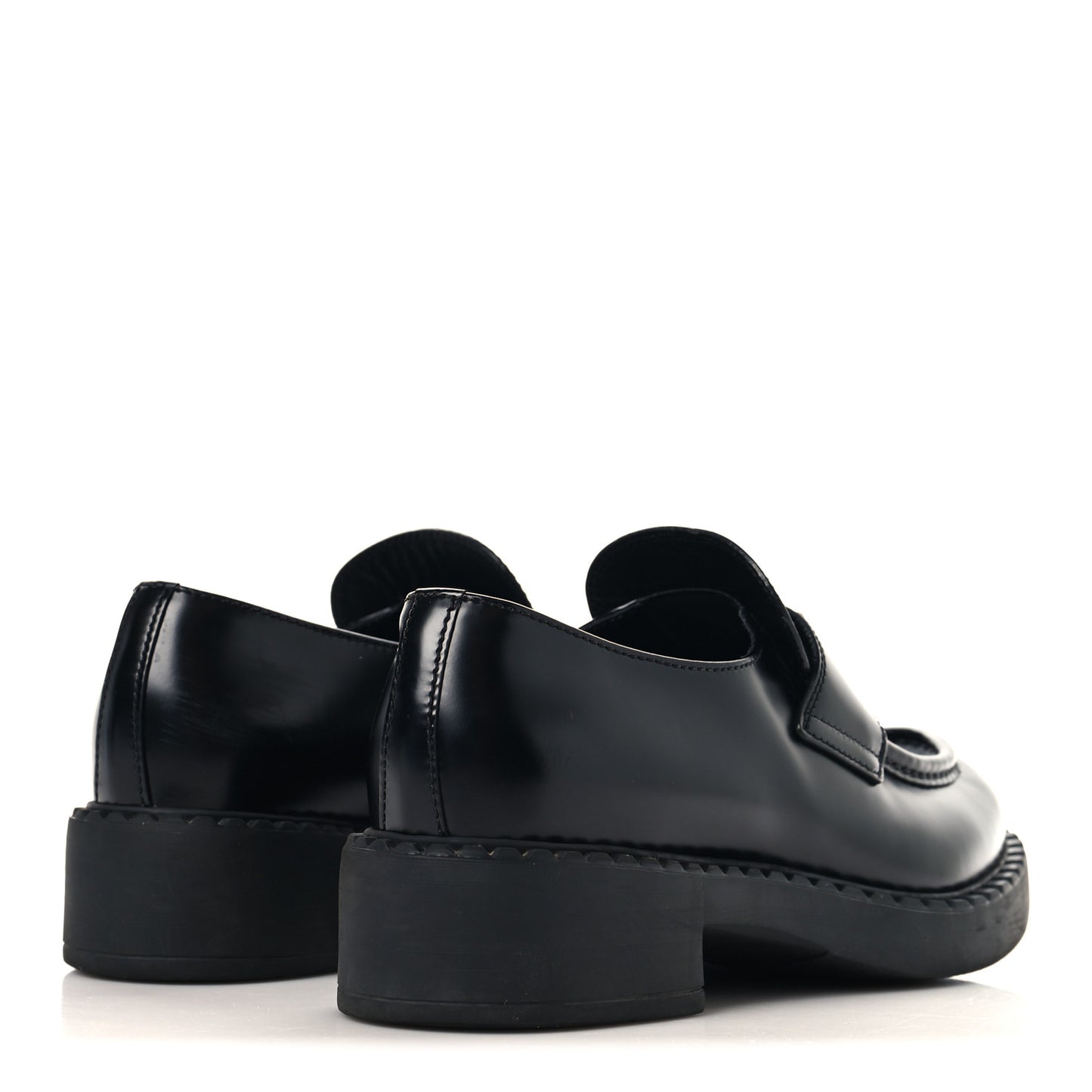 Spazzolato Metal Triangle Logo 50mm Loafers 38 Black