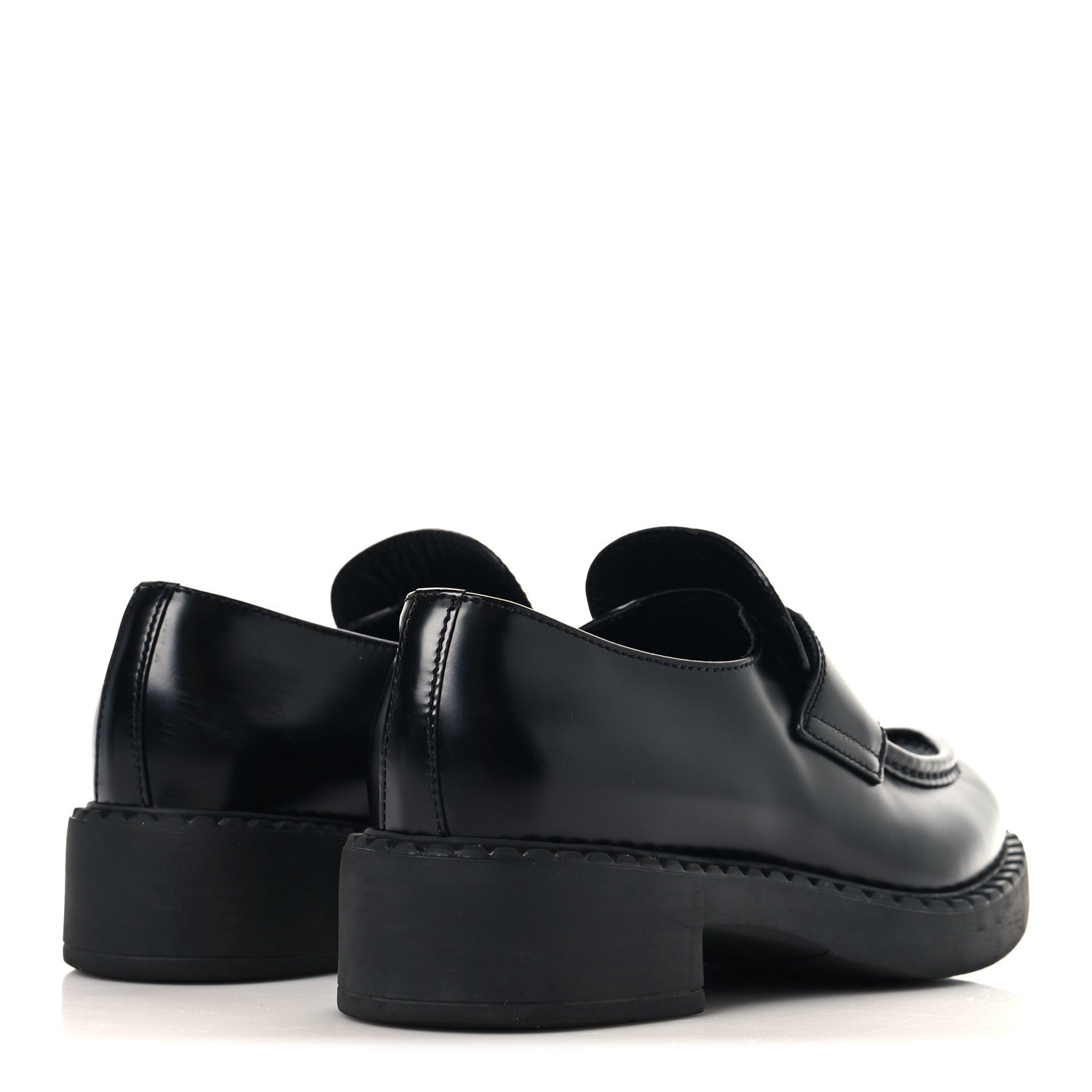 Prada Spazzolato Metal Triangle Logo 50mm Loafers 38 Black 5 of 9