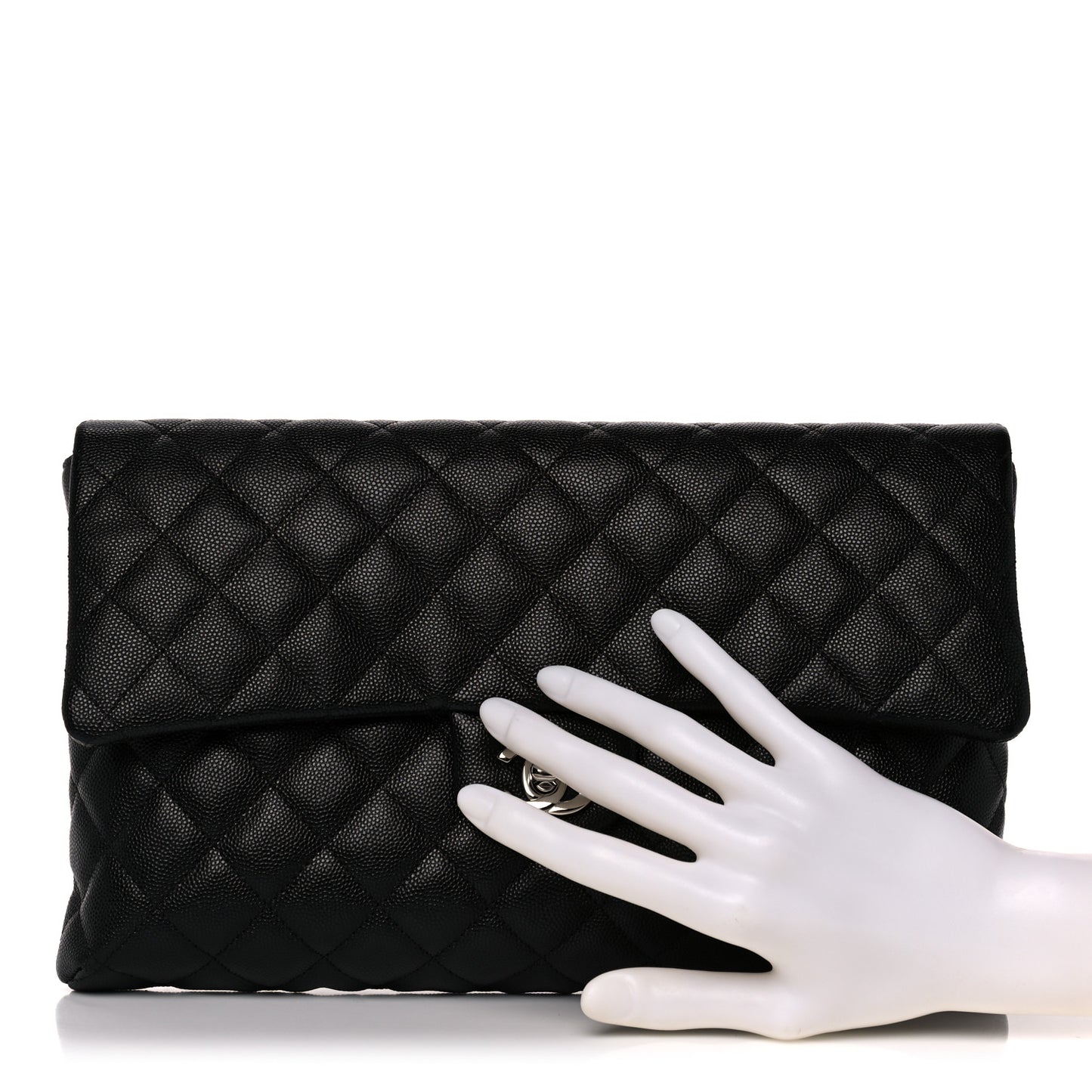 Caviar Quilted Flap Clutch Black