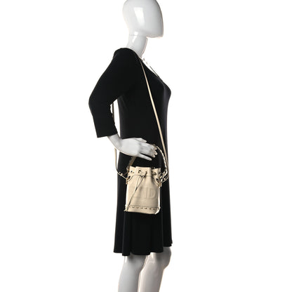 Fendi Vitello King F is Fendi Logo Debossed Metal Stitch Mini Mon Tresor Bucket Bag Pergamena 2 of 14