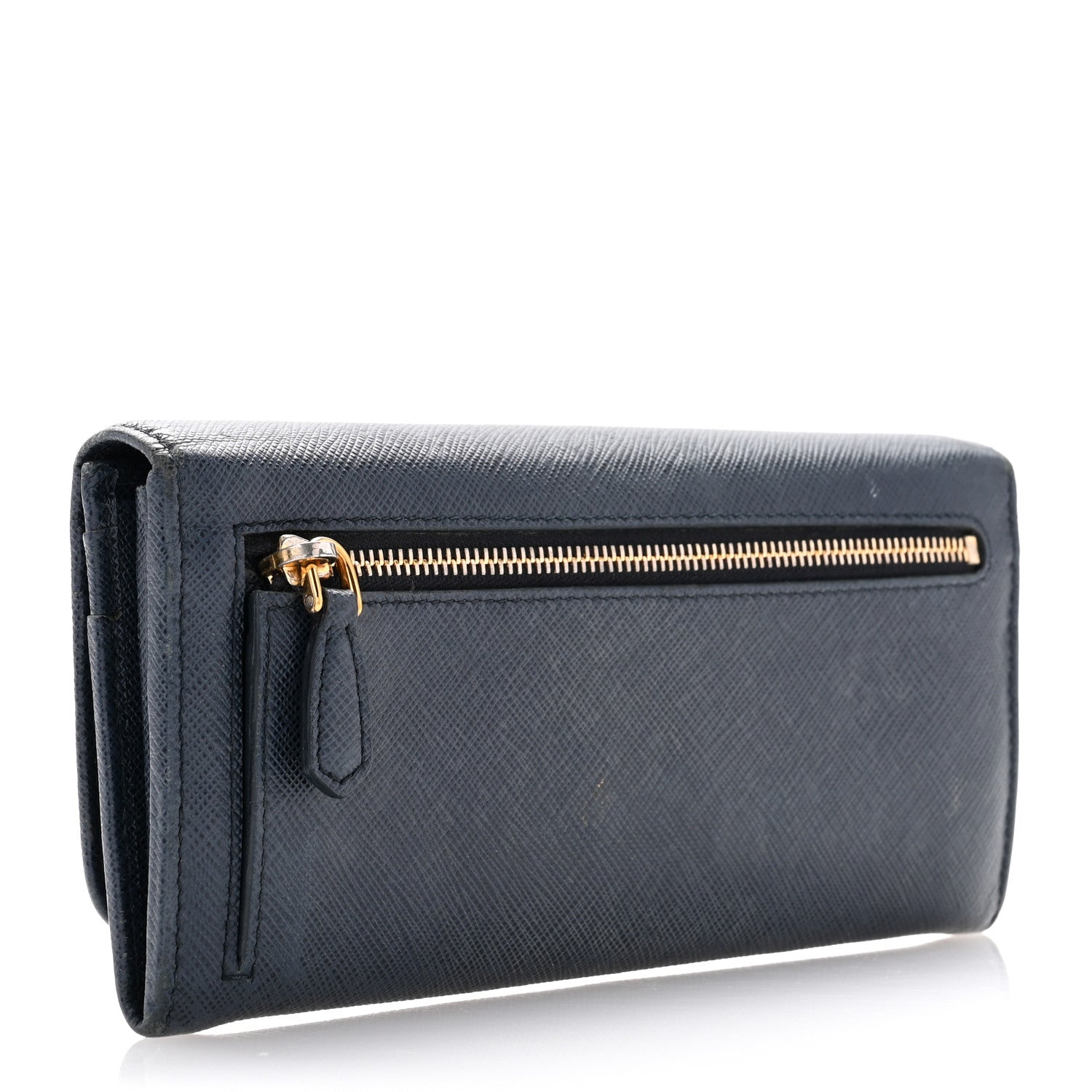 Prada Saffiano Metal Continental Flap Travel Wallet Baltico 3 of 9