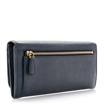 Prada Saffiano Metal Continental Flap Travel Wallet Baltico 3 of 9