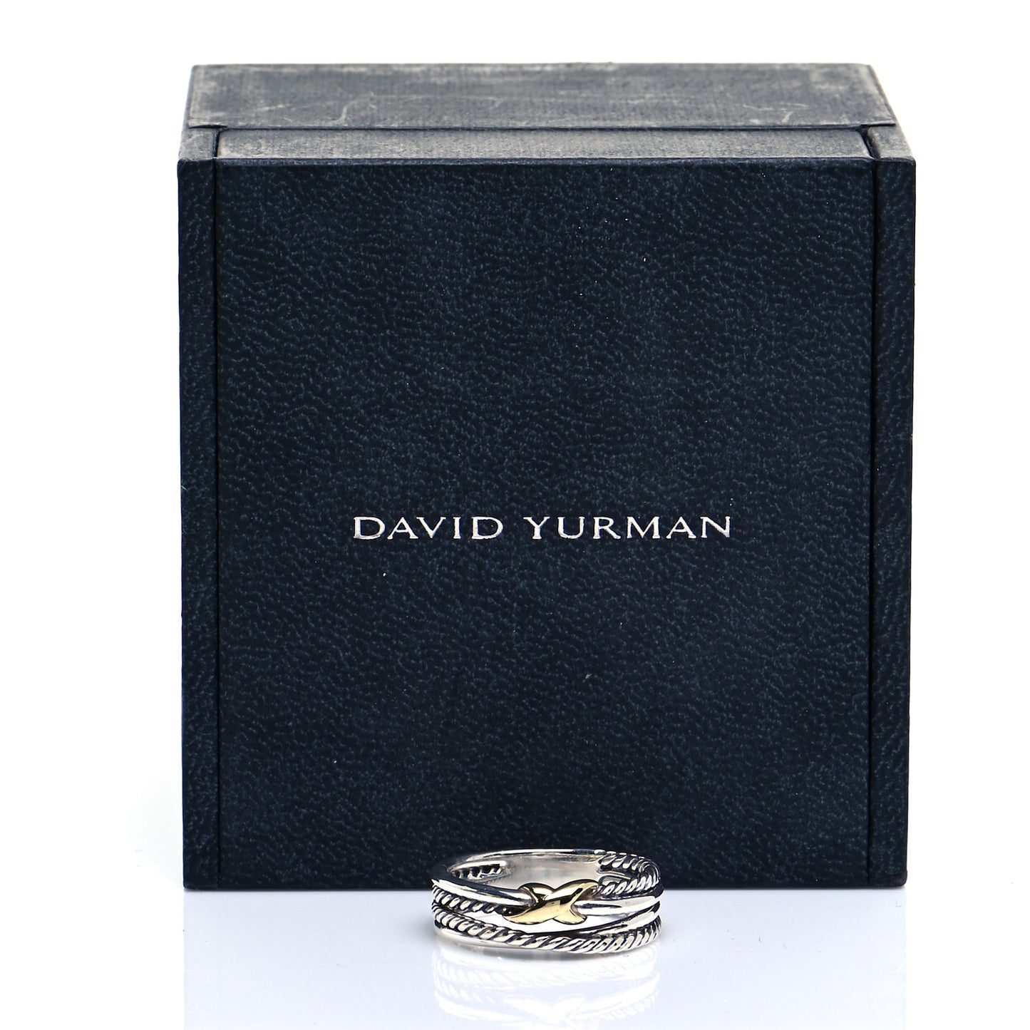 Sterling Silver 18K Yellow Gold 6mm X Crossover Ring 54 7