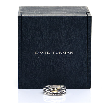 David Yurman Sterling Silver 18K Yellow Gold 6mm X Crossover Ring 54 7 5 of 5