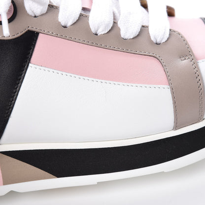 Hermes Calfskin Rebus Sneakers 38.5 Rose Aube Black White 10 of 18