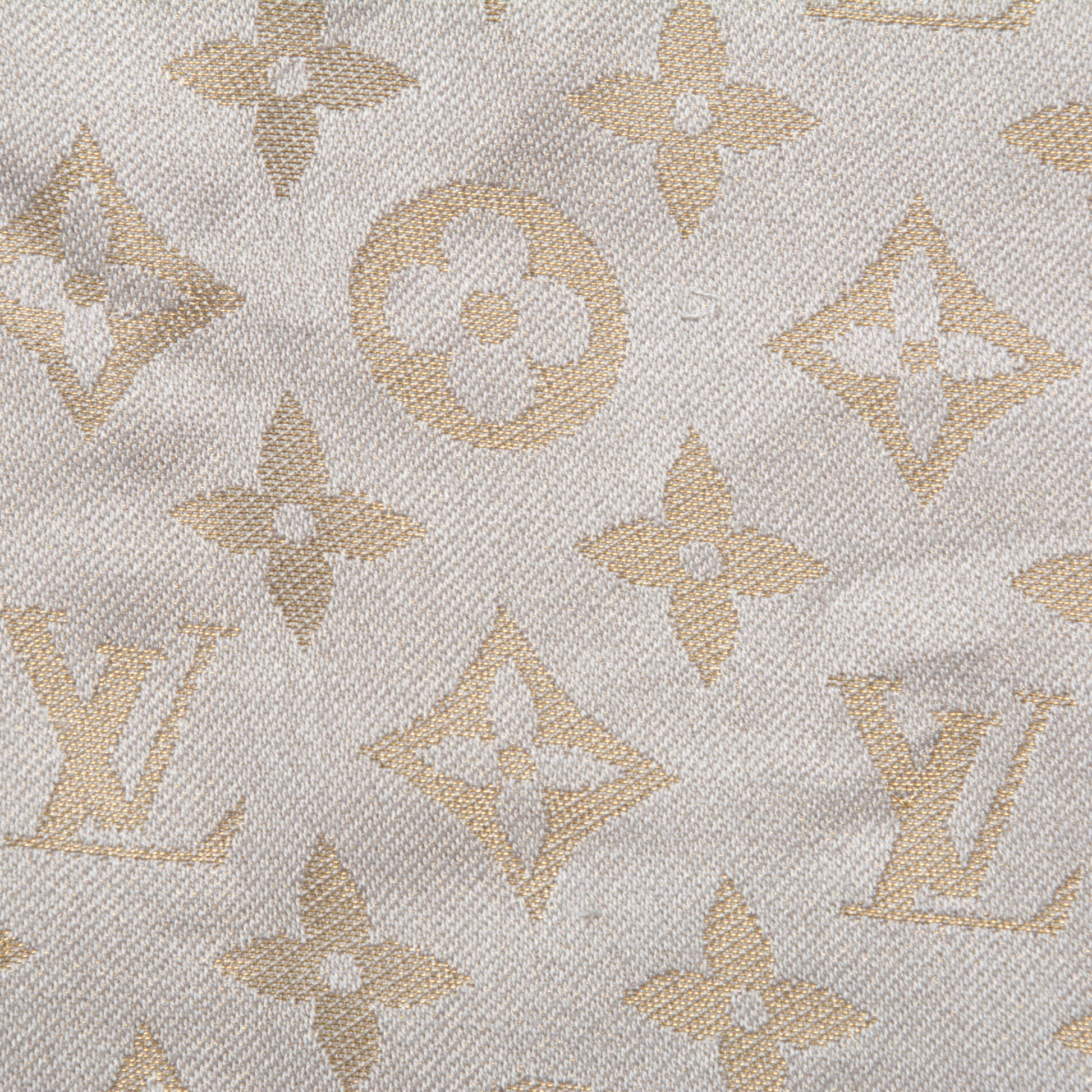 Louis Vuitton Silk Wool Monogram Shine Shawl Beige 6 of 8