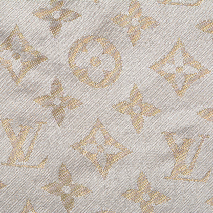 Louis Vuitton Silk Wool Monogram Shine Shawl Beige 6 of 8