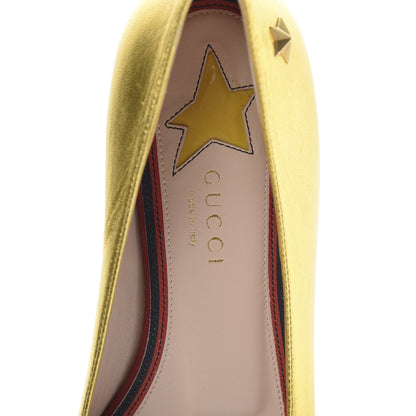 Gucci Metallic Nappa Silk Web Ballerina Flat 37.5 Gold 7 of 10
