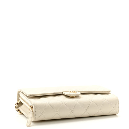 Chanel Caviar Quilted Phone Holder Wallet on Removable Chain White 5 of 13