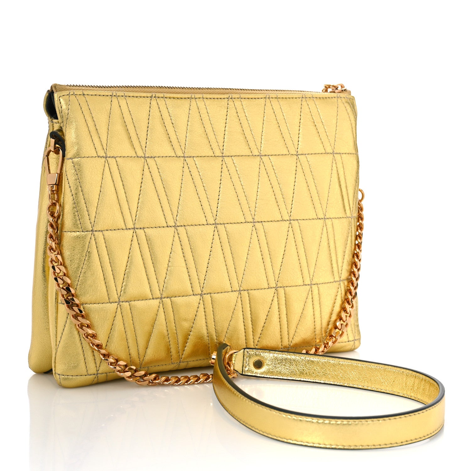 Versace Metallic Lambskin Quilted Virtus Crossbody Bag Gold 3 of 9