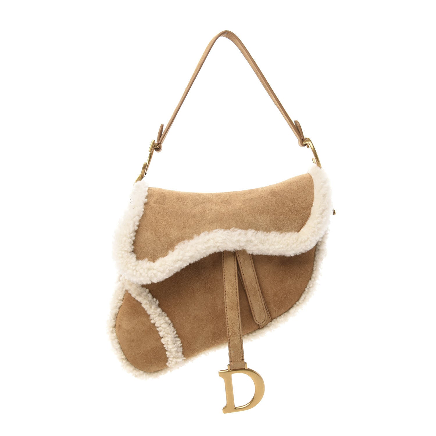 Christian Dior Shearling Saddle Bag Camel 1 of 10