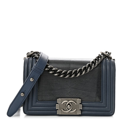 Chanel Lizard Calfskin Small Boy Flap Blue 1 of 11