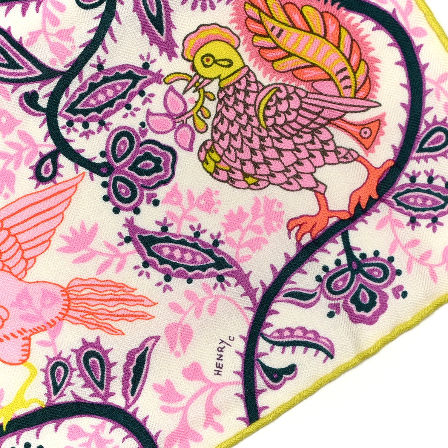 Hermes Cashmere Silk Jardins De Soie Shawl 140 Rose Bonbon Jaune 6 of 6