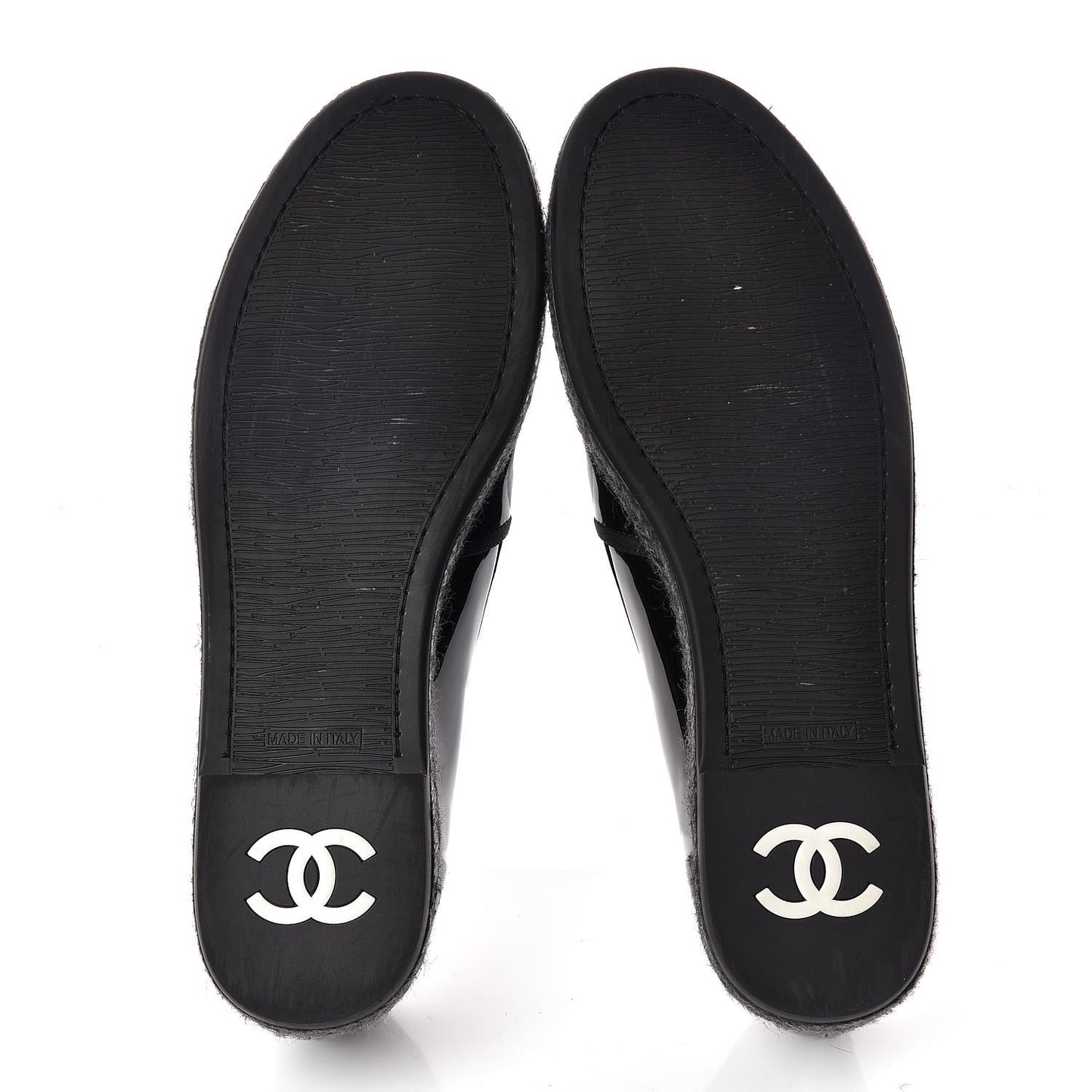 Patent Calfskin CC Mocassin Loafer Espadrilles 40.5 Black