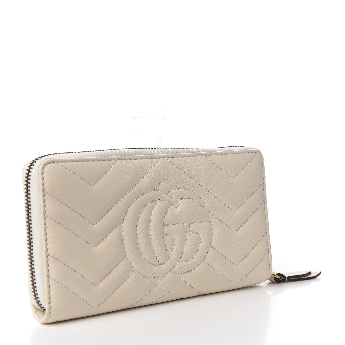 Calfskin Matelasse GG Marmont Zip Around Wallet White