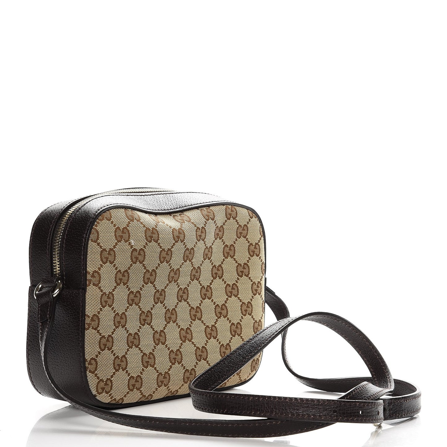 GG Supreme Monogram Web Small Webby Bee Shoulder Bag Dark Brown