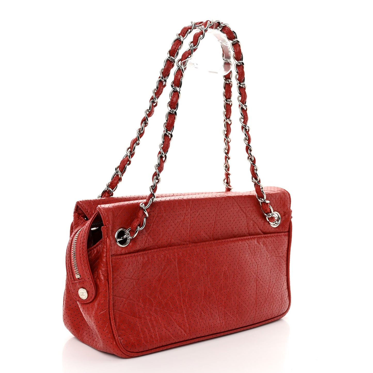 Calfskin Perforated 50's Satchel Red