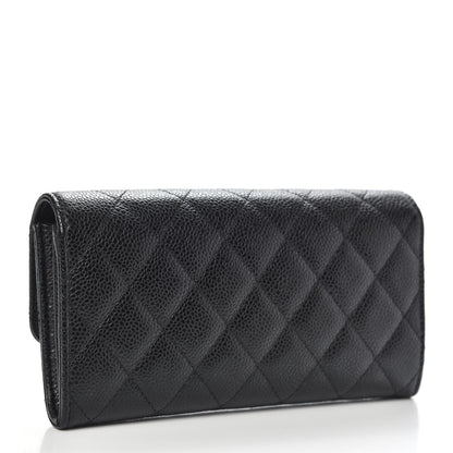 Chanel Caviar Quilted Large Gusset Flap Wallet Black 3 of 9