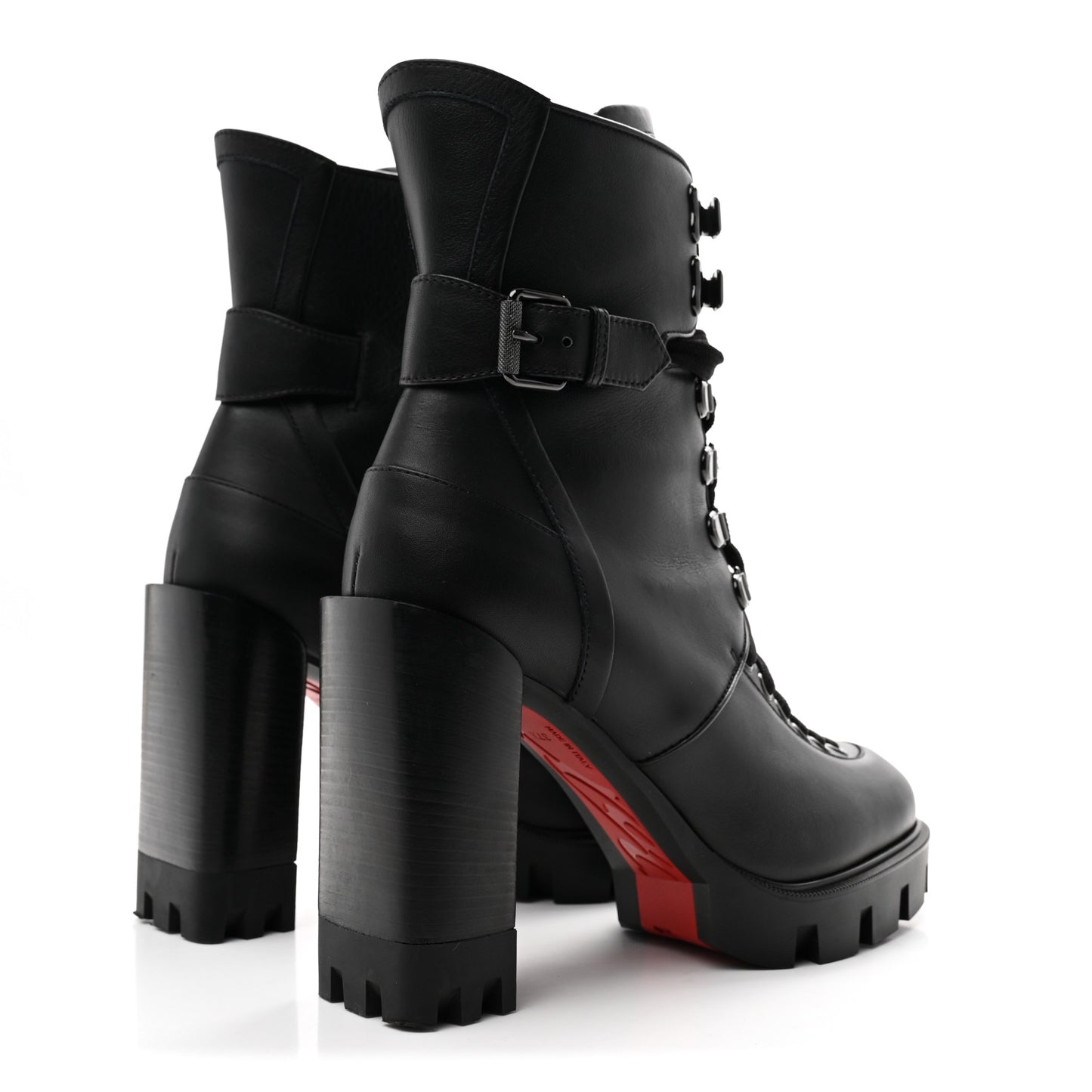 Calfskin Macademia 100 Combat Boots 37.5 Black