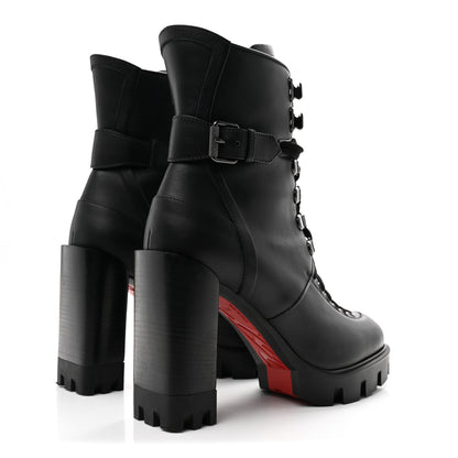 Christian Louboutin Calfskin Macademia 100 Combat Boots 37.5 Black 5 of 9