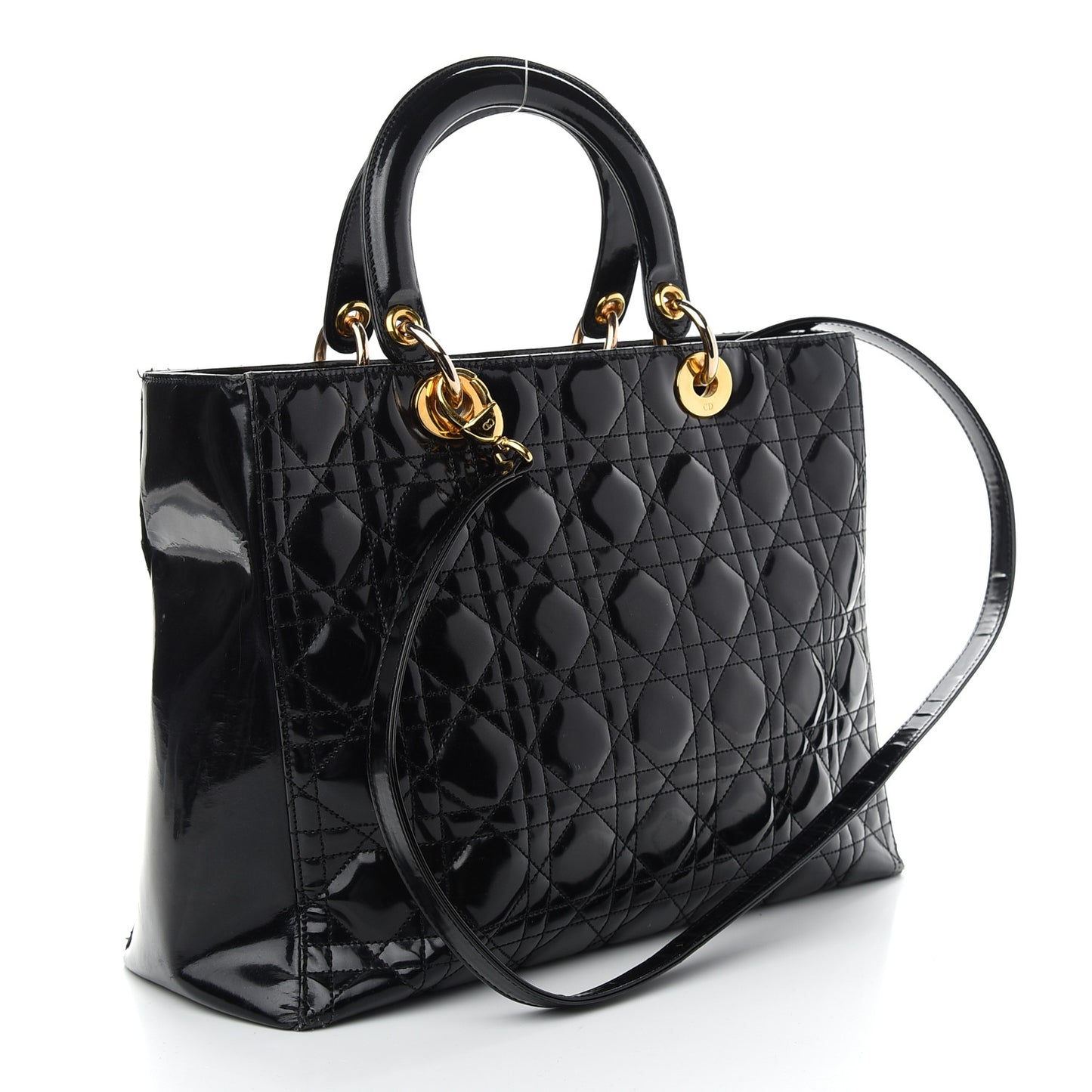 Patent Cannage Large Lady Dior Black