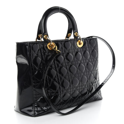 Christian Dior Patent Cannage Large Lady Dior Black 3 of 13