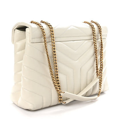 Saint Laurent Calfskin Y Quilted Monogram Medium Loulou Chain Satchel Crema Soft 3 of 11