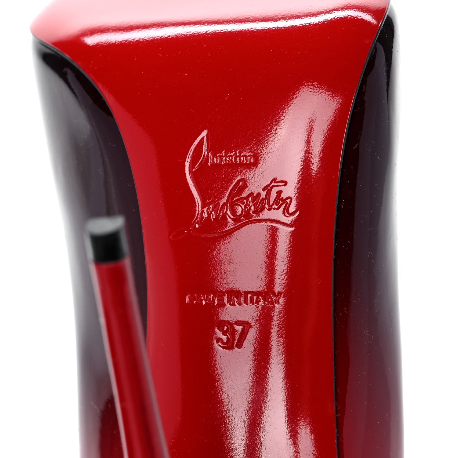 Christian Louboutin Patent Degrade Hot Chick 100 Pumps 37 Black Red 6 of 8
