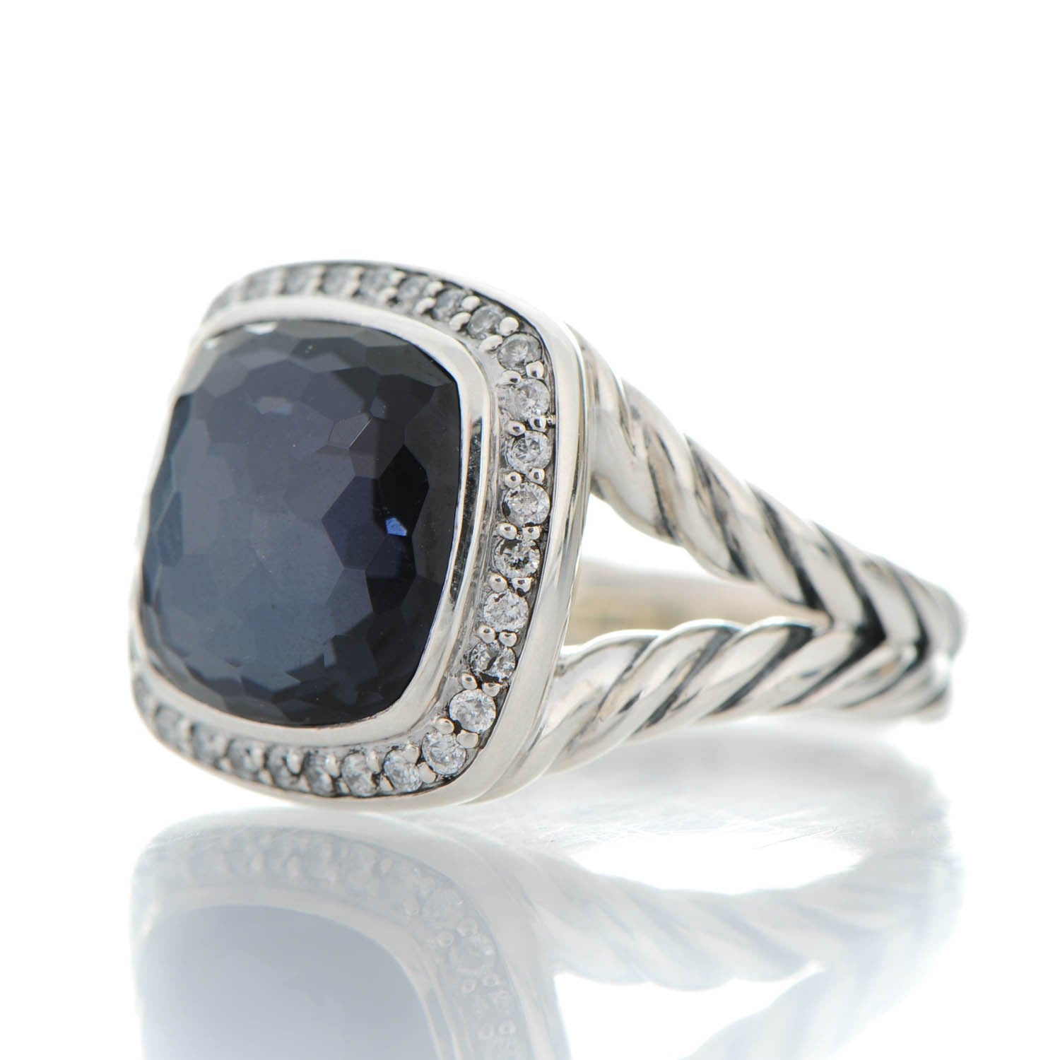 David Yurman Sterling Silver Diamond Black Orchid 11mm Albion Ring 53 6.5 3 of 6