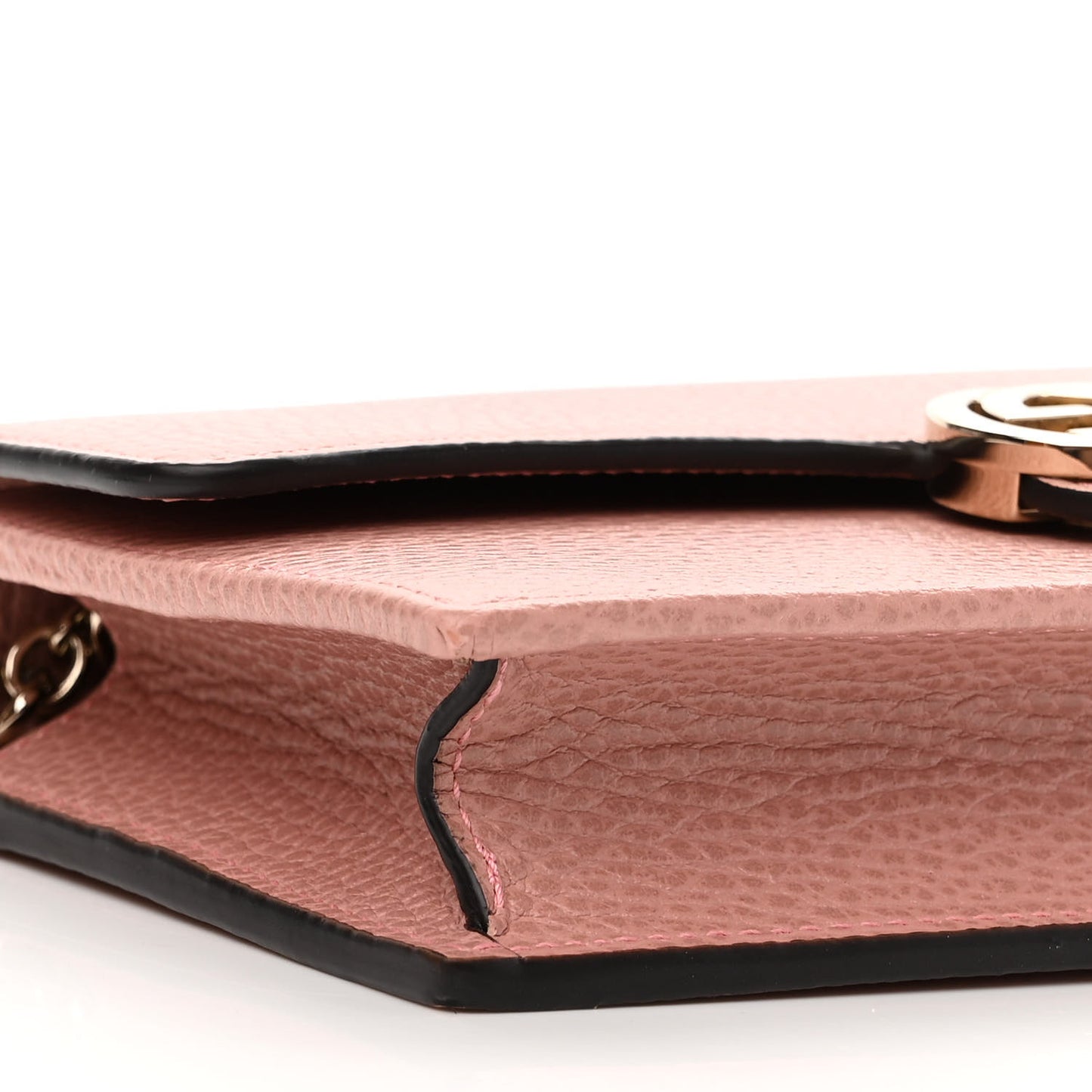Dollar Calfskin Interlocking G Chain Wallet Soft Pink