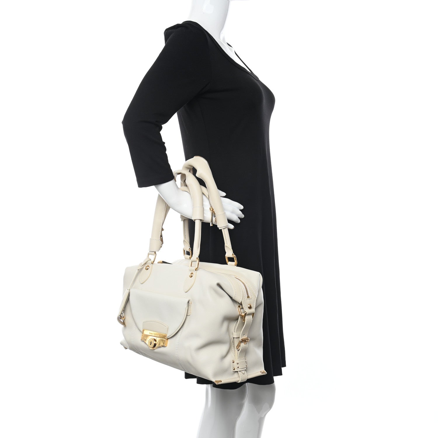 Louis Vuitton Calfskin Sac Louis White 2 of 9