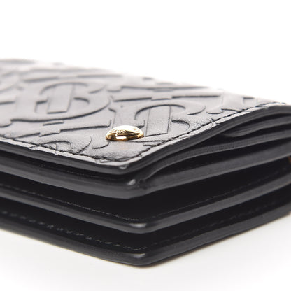 Burberry Calfskin Embossed Monogram Chain Card Case Black 9 of 10
