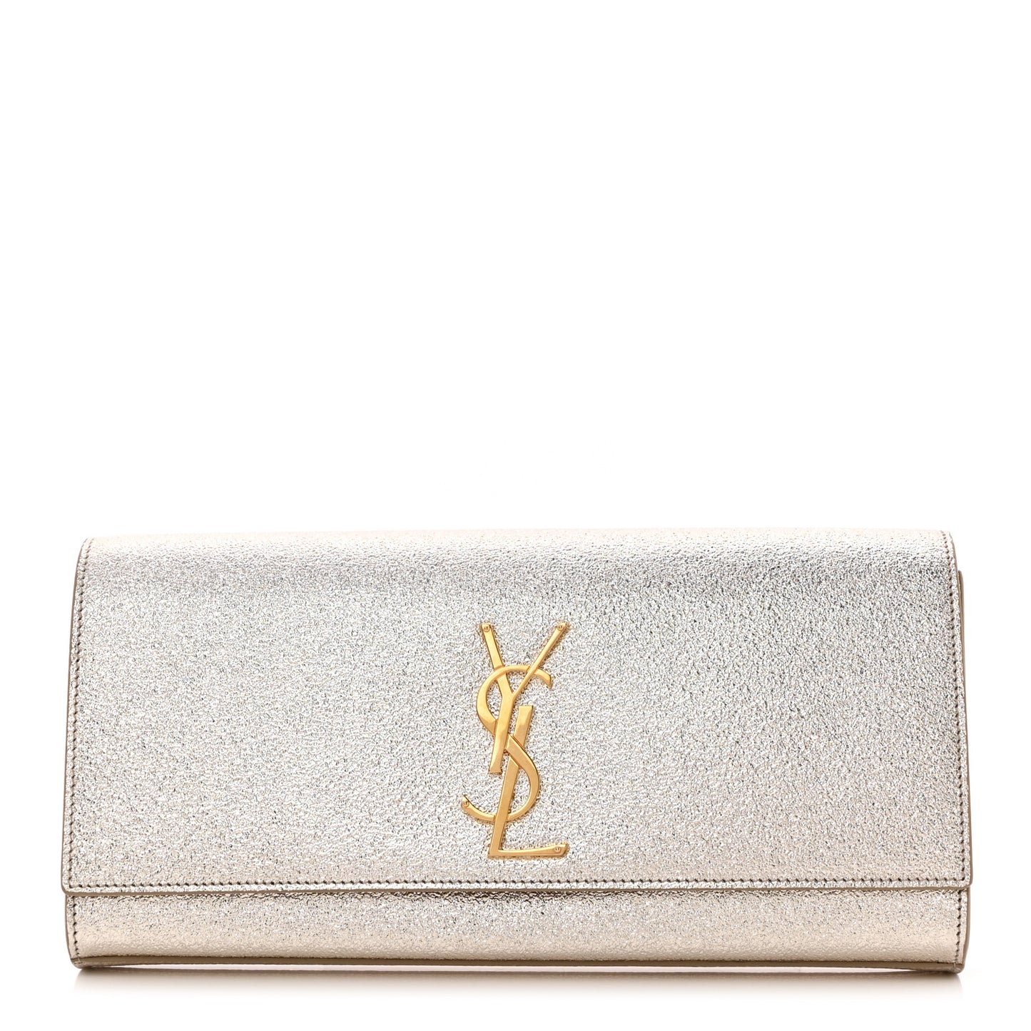 Metallic Textured Calfskin Classic Monogram Cassandre Clutch Pale Gold