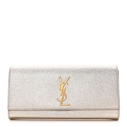 Saint Laurent Metallic Textured Calfskin Classic Monogram Cassandre Clutch Pale Gold 1 of 9
