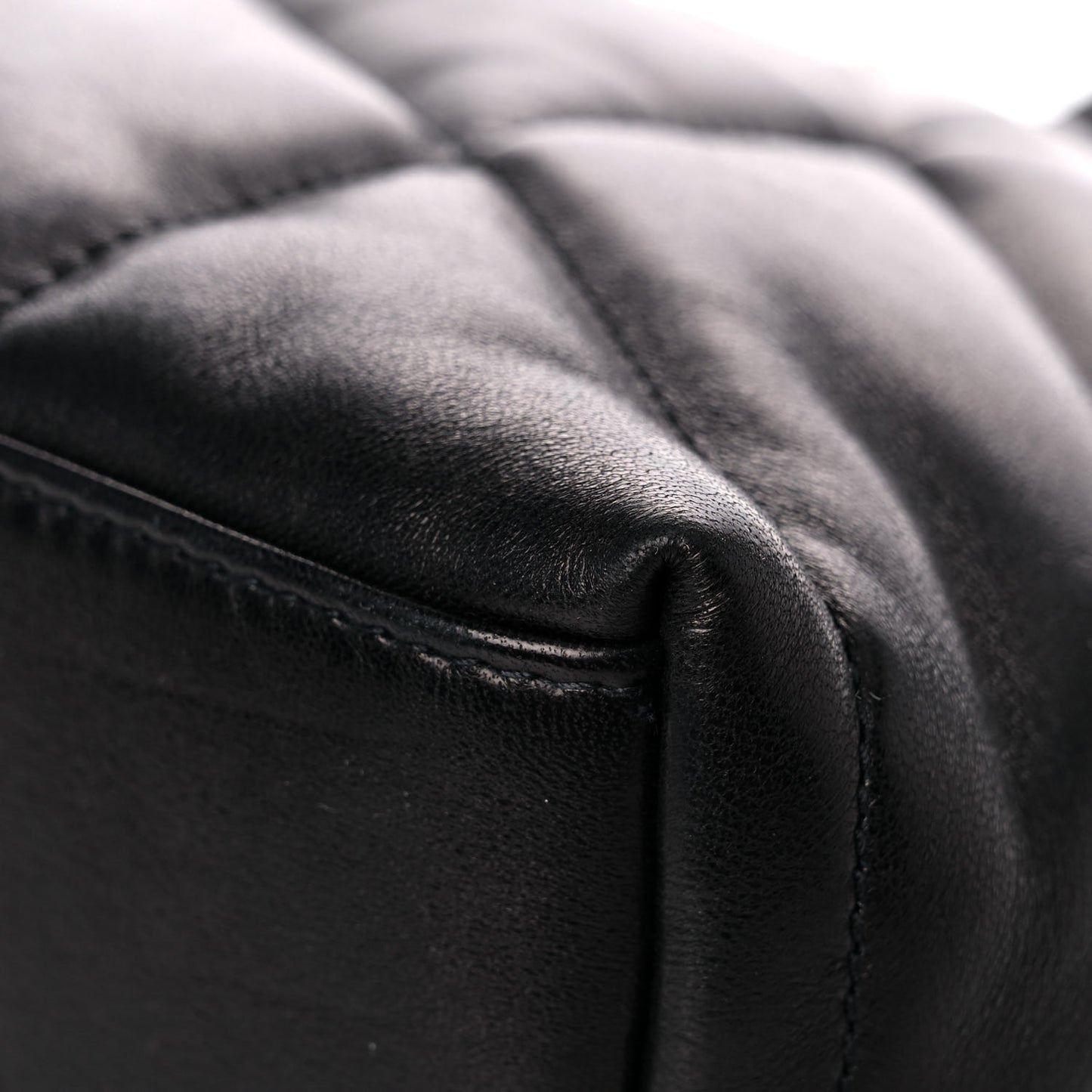 Lambskin Quilted Small Loulou Puffer Monogram Chain Satchel Black