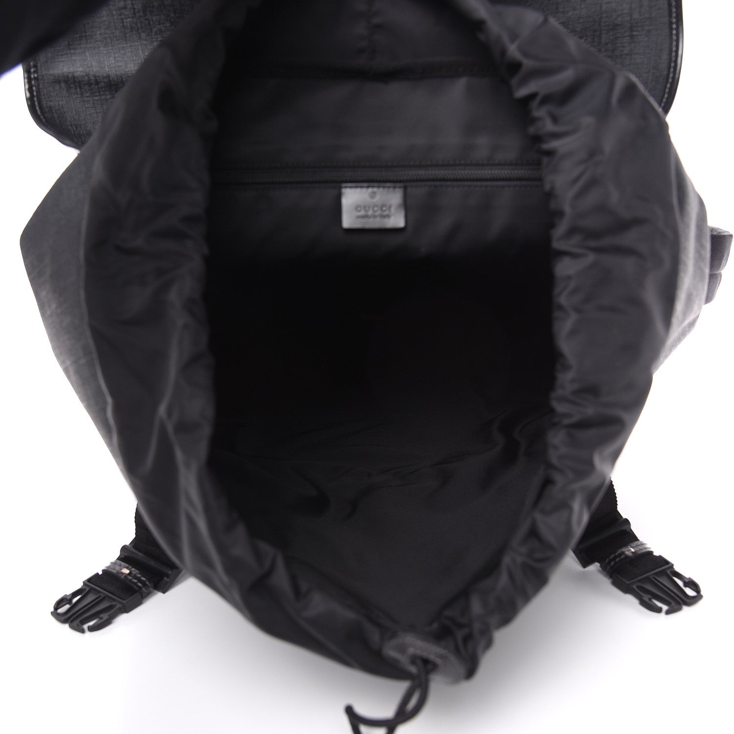 Gucci Coated Canvas Interlocking G Double Buckle Backpack Black 5 of 13