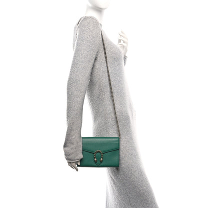Gucci Calfskin Mini Dionysus Chain Wallet Emerald 2 of 12