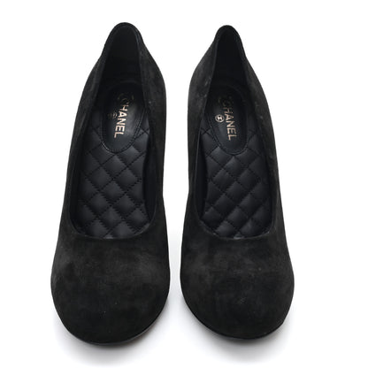 Chanel Suede Calfskin CC Pumps 40.5 Black 2 of 8