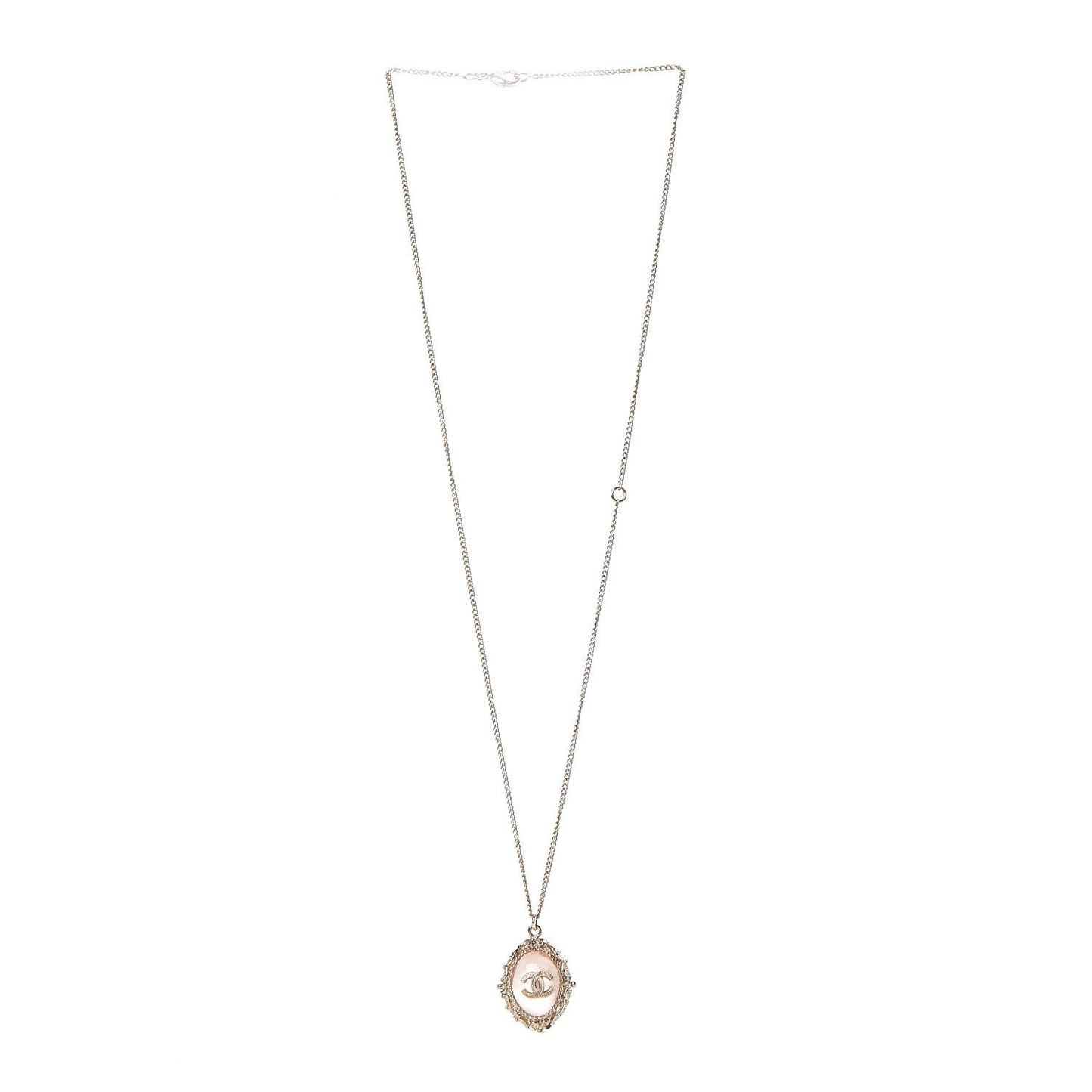 Resin CC Medallion Pendant Necklace Gold Pink