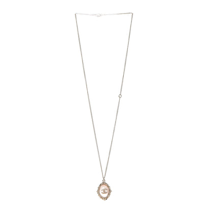 Chanel Resin CC Medallion Pendant Necklace Gold Pink 3 of 7