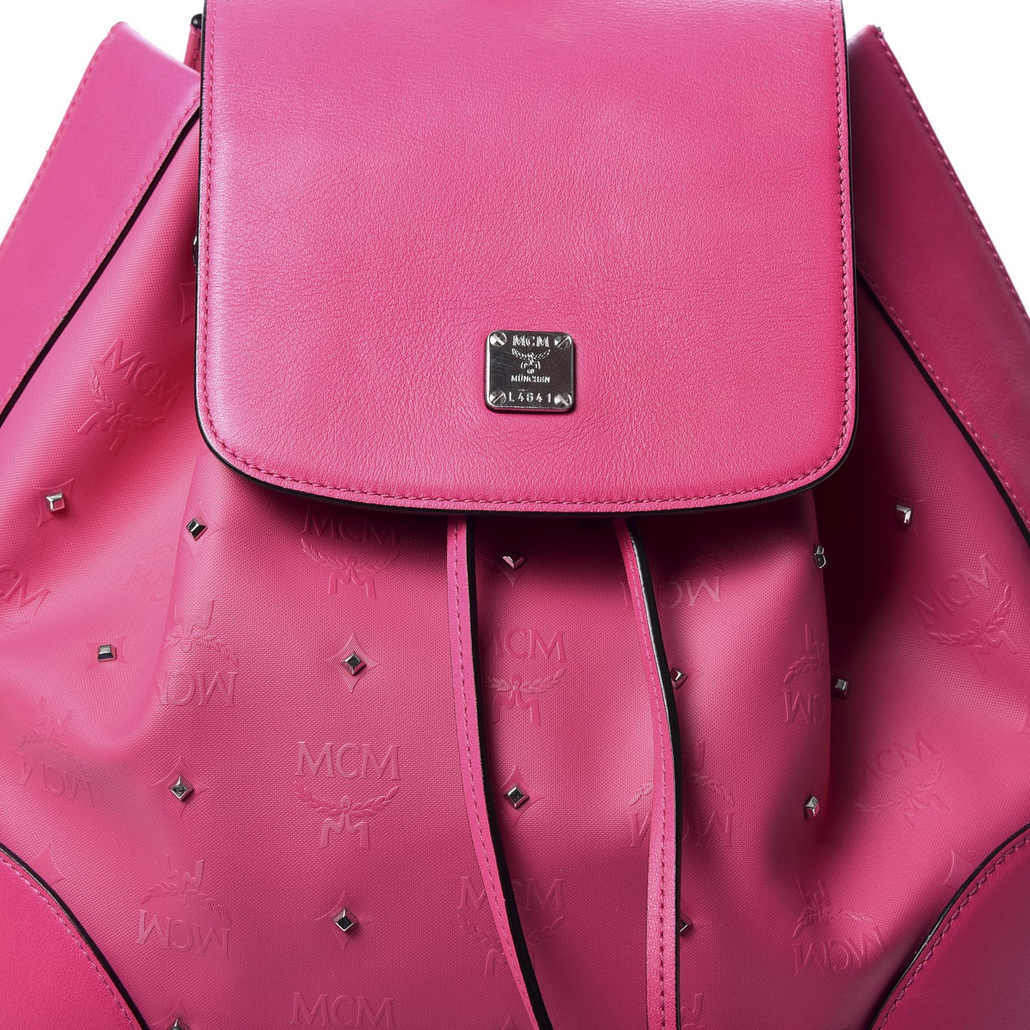 Coated Canvas Monogram Studded Claudia Backpack Pink