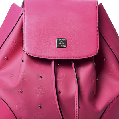 MCM Coated Canvas Monogram Studded Claudia Backpack Pink 8 of 8