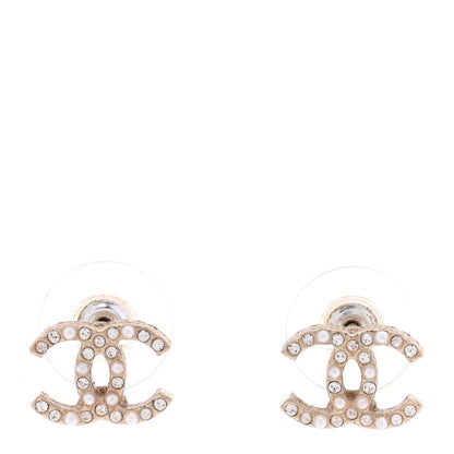 Chanel Crystal Pearl CC Earrings Gold 1 of 6