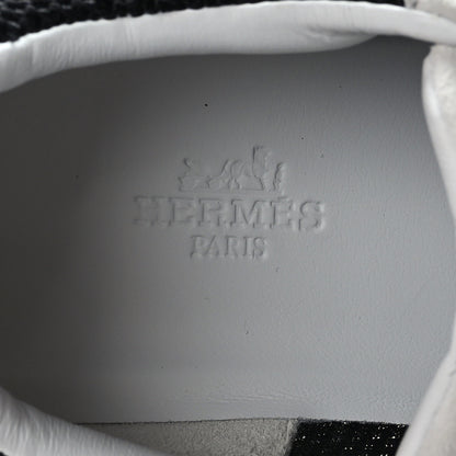 Hermes Air Mesh Suede Goatskin Bouncing Sneakers 37 Black Orange 8 of 9