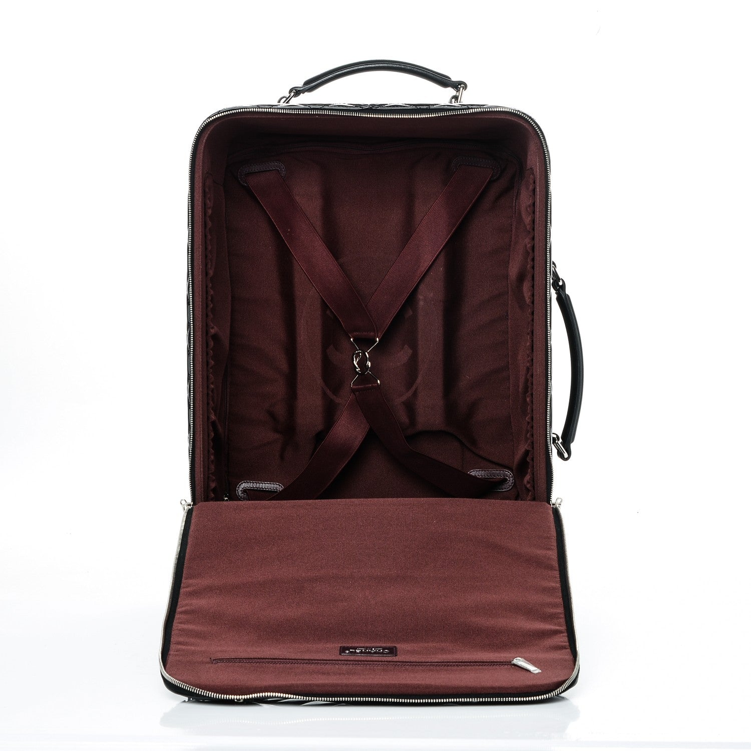 Chanel Vinyl Calfskin Quilted Trolley Rolling Luggage Black 5 of 6